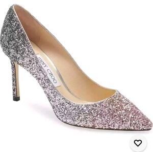 Jimmy Choo Romy Ballet Pink Glitter Pumps 37